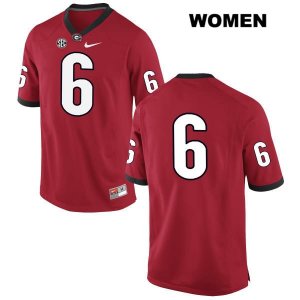 Women's Georgia Bulldogs NCAA #6 James Cook Nike Stitched Red Authentic No Name College Football Jersey VEN8154ZI